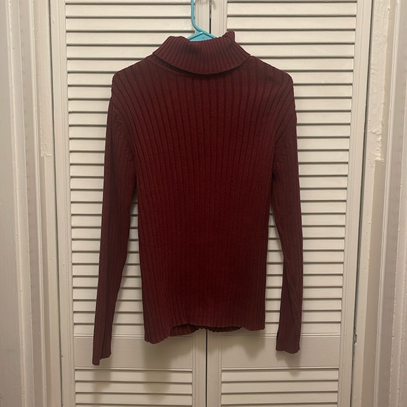calvin klein jeans heavy-knit turtleneck sweater. burgundy, size M - Picture 1 of 3